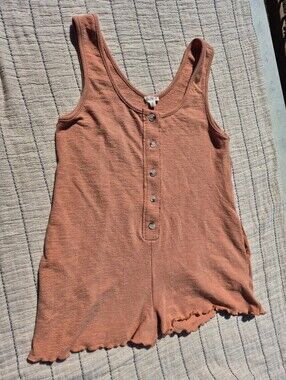 Anthropologie Hem And Thread Shorts Romper Medium 95% Cotton